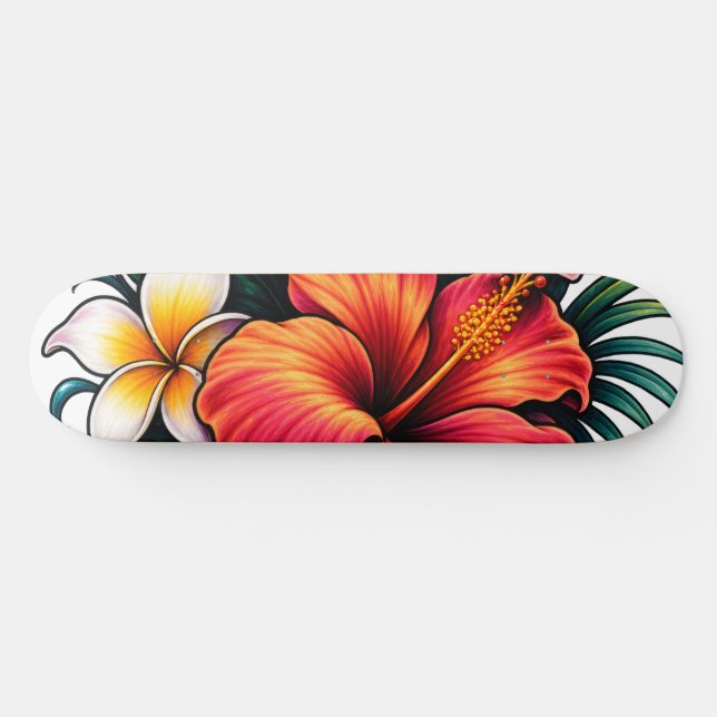 Farbenfrohes Blumengartendesign Skateboard (Horizontal)