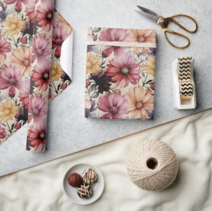 Farbenfrohes Blumenmuster der Gerbera-Margerite  Geschenkpapier