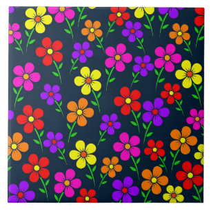 Farbenfrohes Blumenmuster Fliese