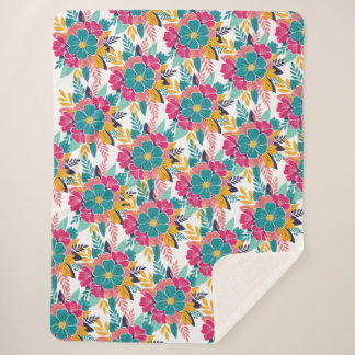 Farbenfrohes Blumenmuster großes gemütliches Kisse Sherpadecke