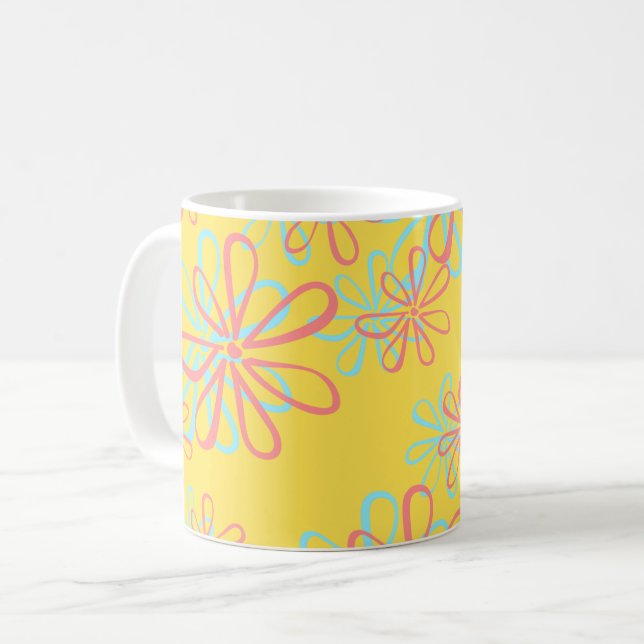 Farbenfrohes Blumenmuster Kaffeetasse (Vorderseite Links)
