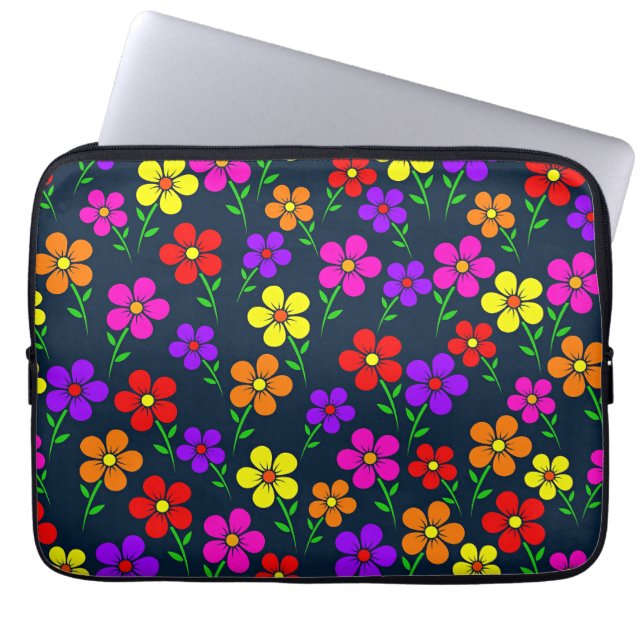 Farbenfrohes Blumenmuster Laptopschutzhülle (Vorderseite)