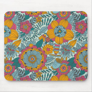 Farbenfrohes Blumenmuster Mousepad