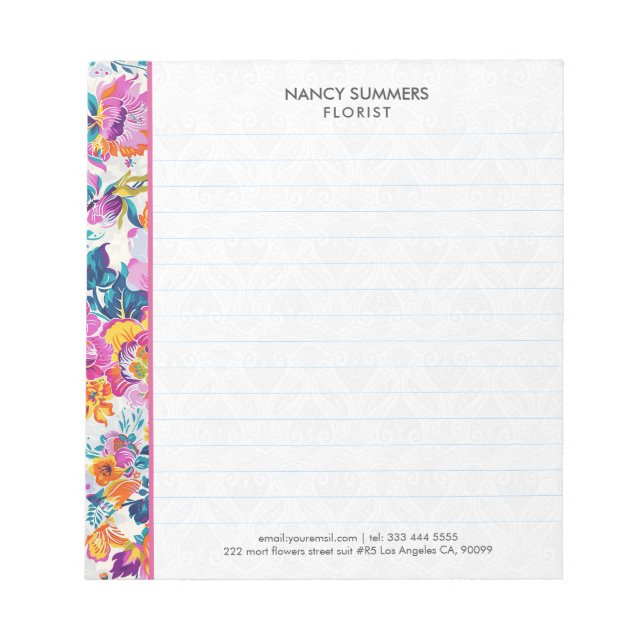 Farbenfrohes Blumenmuster Notizblock (Vorderseite)