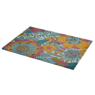 Farbenfrohes Blumenmuster Schneidebrett
