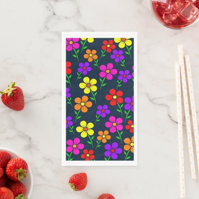 Farbenfrohes Blumenmuster Serviette (Beispiel)