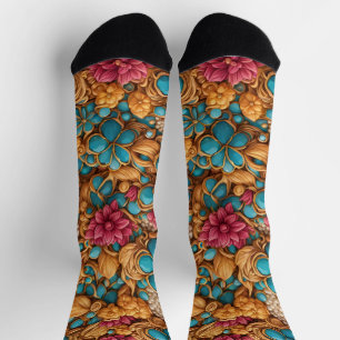 Farbenfrohes Blumenmuster Socken