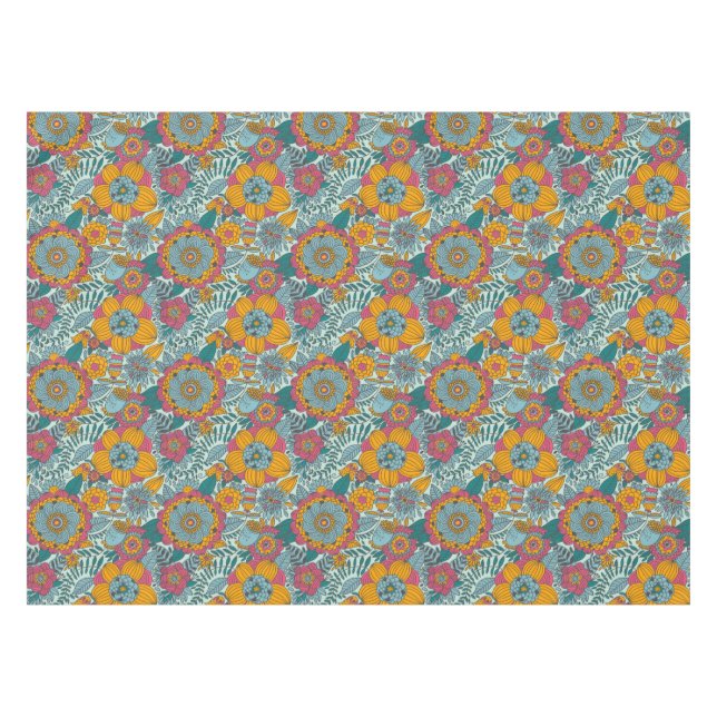 Farbenfrohes Blumenmuster Tischdecke (Vorderseite (Horizontal))