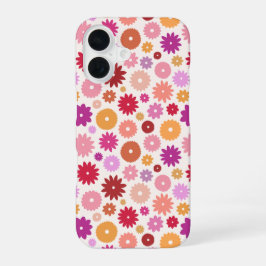 Farbenfrohes Blumenmuster wiederholt sich iPhone 16 Hülle