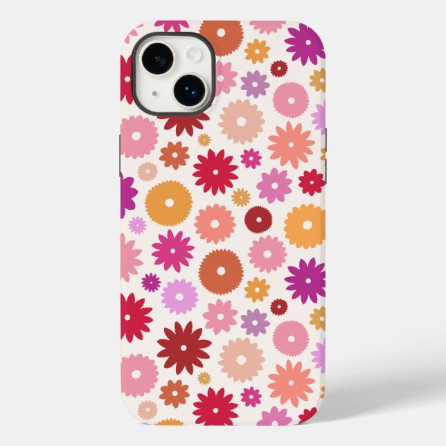 Farbenfrohes Blütenmuster Case-Mate iPhone 14 Plus Hülle (Rückseite)