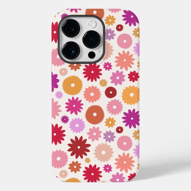 Farbenfrohes Blütenmuster Case-Mate iPhone 14 Pro Hülle (Rückseite)