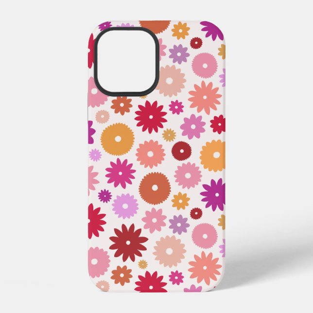 Farbenfrohes Blütenmuster iPhone 12 Hülle (Rückseite)