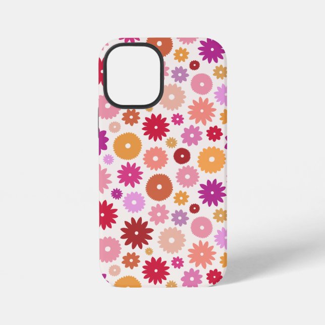 Farbenfrohes Blütenmuster iPhone 12 Mini Hülle (Rückseite)