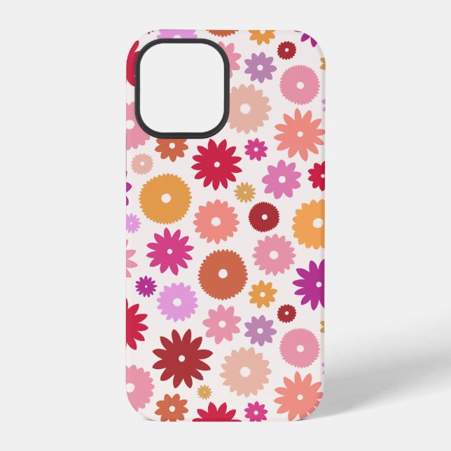 Farbenfrohes Blütenmuster iPhone 12 Pro Hülle (Rückseite)