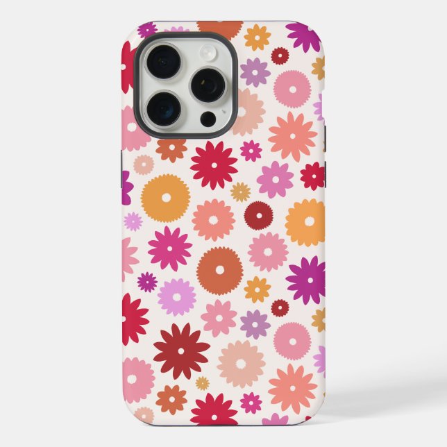 Farbenfrohes Blütenmuster iPhone 15 Pro Max Hülle (Rückseite)