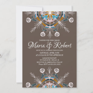 Farbenfrohes Bohemian-Mandala Braunes Boho-Hochzei Einladung