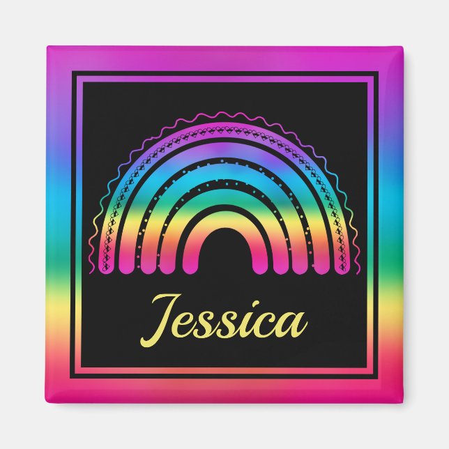 Farbenfrohes Boho-Regenbogen Magnet (Vorne)