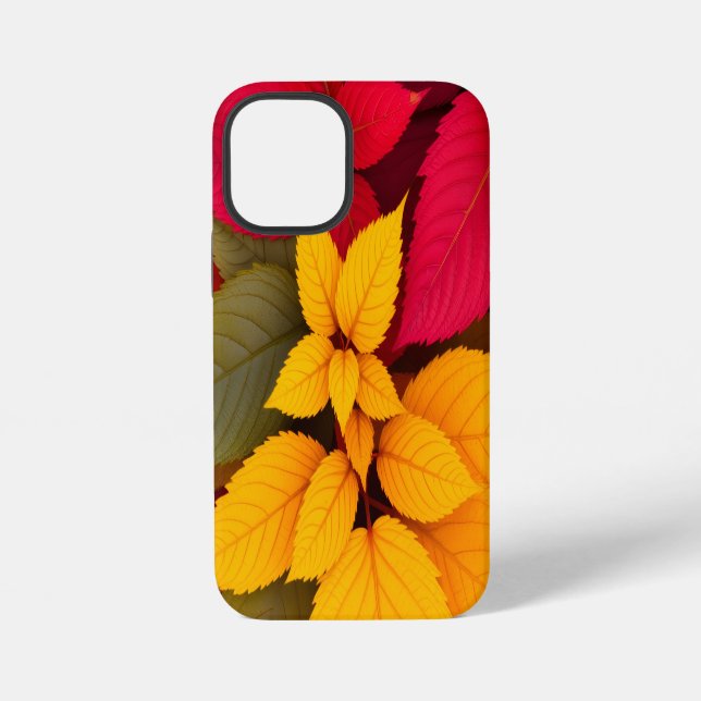 Farbenfrohes botanisches Herbstlaubdesign iPhone 12 Mini Hülle (Rückseite)