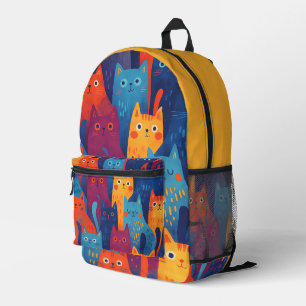 Farbenfrohes Cartoon-Katzenmuster Süße, verspiel Bedruckter Rucksack