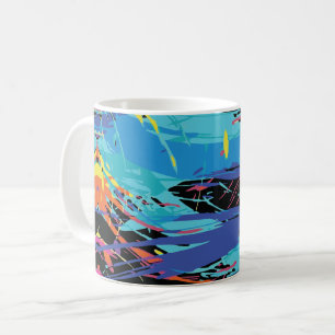 Farbenfrohes Chaos: Spritzer und Linien Kaffeetasse