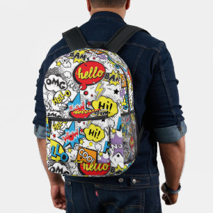 Farbenfrohes Comic-Pop-Art-Sprechblasenmuster Bedruckter Rucksack
