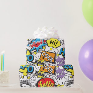 Farbenfrohes Comic-Pop-Art-Sprechblasenmuster Geschenkpapier