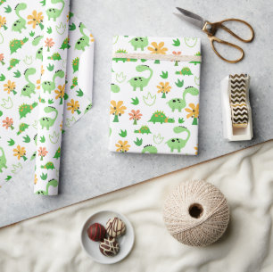 Farbenfrohes Dinosaurier-Muster  Geschenkpapier