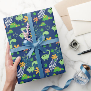 Farbenfrohes Dinosaurier-Muster  Geschenkpapier