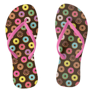 Farbenfrohes Donut-Muster in Schokolade Flip Flops