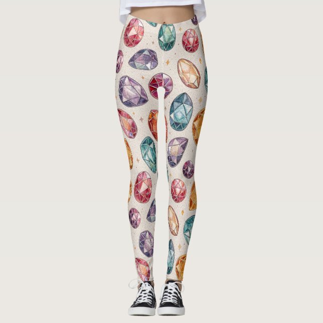 Farbenfrohes Edelsteinmuster (1) Leggings (Vorderseite)