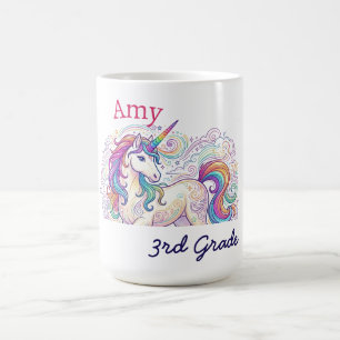 farbenfrohes Einhorn dritte Klasse zurück zur Schu Kaffeetasse