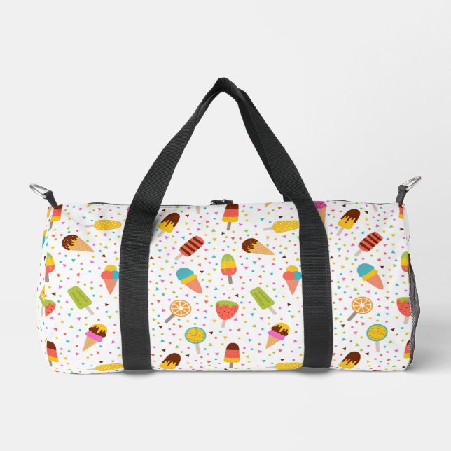 Farbenfrohes Eis und Konfetti-Muster Duffle Bag (Vorderseite)