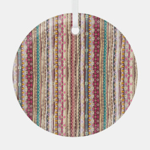 Farbenfrohes ethnisches Boho-Stammesmuster Ornament Aus Glas