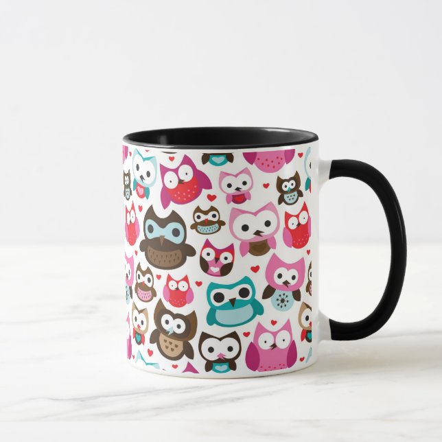 farbenfrohes Eulenmuster Tasse (Rechts)