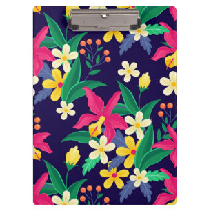 Farbenfrohes exotisches Blumen-Blatt-Muster-23021 Klemmbrett