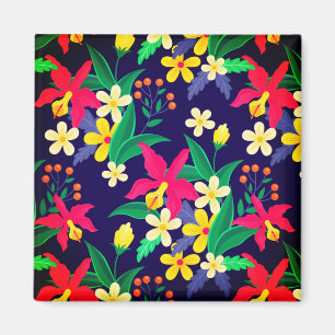 Farbenfrohes exotisches Blumen-Blatt-Muster-23021 Magnet