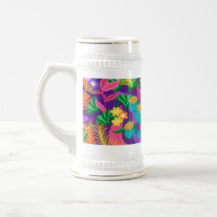 Farbenfrohes exotisches Blumenmuster-23148 Bierglas
