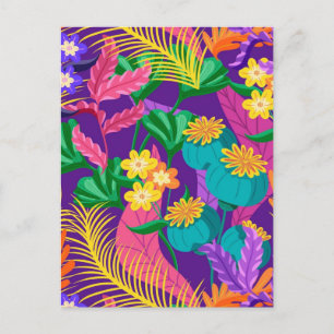 Farbenfrohes exotisches Blumenmuster-23148 Postkarte