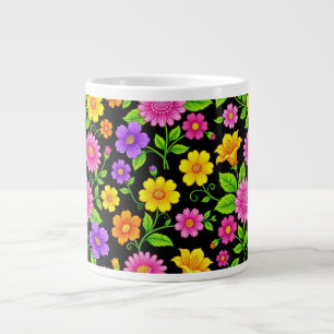 Farbenfrohes exotisches Blumenmuster-35681 Jumbo-Tasse