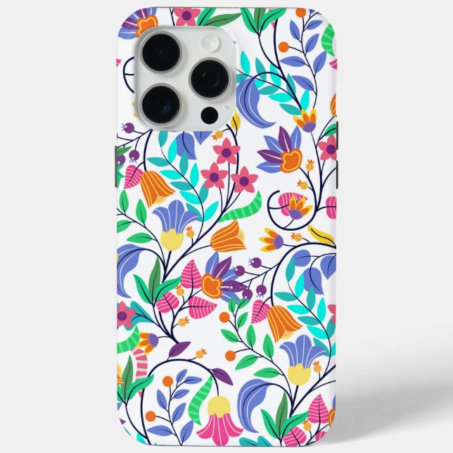 Farbenfrohes exotisches Blumenmuster Case-Mate iPhone Hülle (Rückseite)