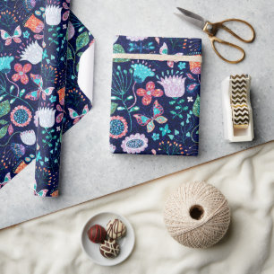 Farbenfrohes exotisches Blumenmuster Geschenkpapier