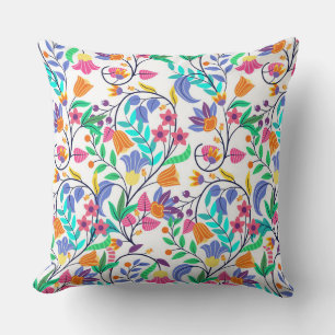Farbenfrohes exotisches Blumenmuster Kissen