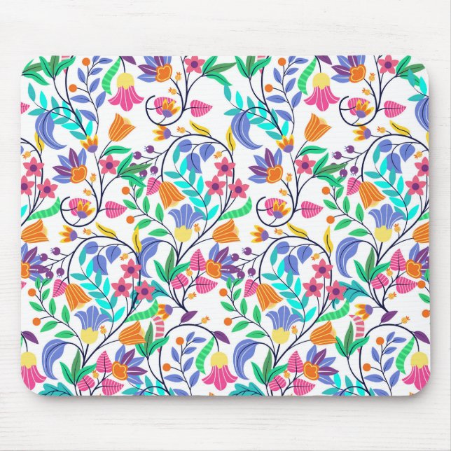 Farbenfrohes exotisches Blumenmuster Mousepad (Vorne)
