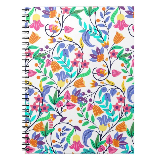 Farbenfrohes exotisches Blumenmuster Notizblock (Vorderseite)
