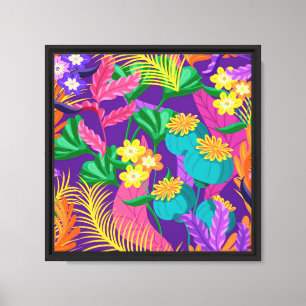 Farbenfrohes exotisches Blumenmusterdesign Leinwanddruck