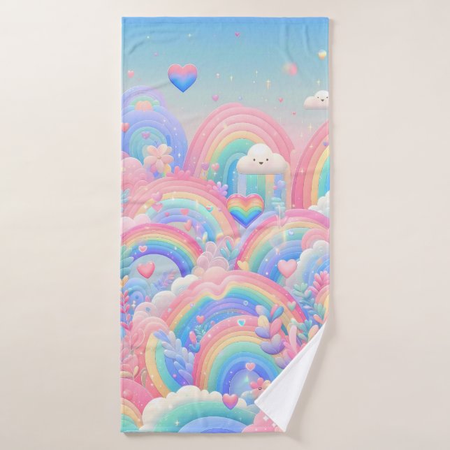 Farbenfrohes Fantasie-Regenbogenmuster Badehandtuch (Badehandtuch)