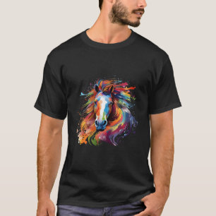 Farbenfrohes Färöer-Pony-Pferd-Splash T-Shirt