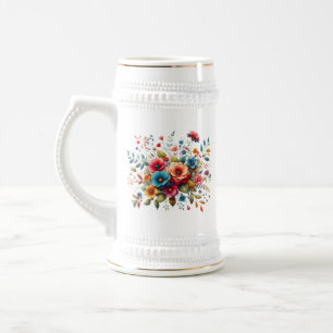 Farbenfrohes florales Blumenstrauß-Design-58576 Bierglas
