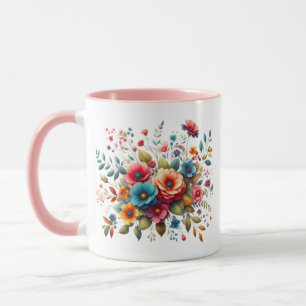 Farbenfrohes florales Blumenstrauß-Design-58576 Tasse