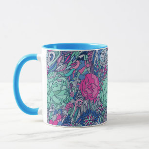 Farbenfrohes florales Doodle-Muster Tasse